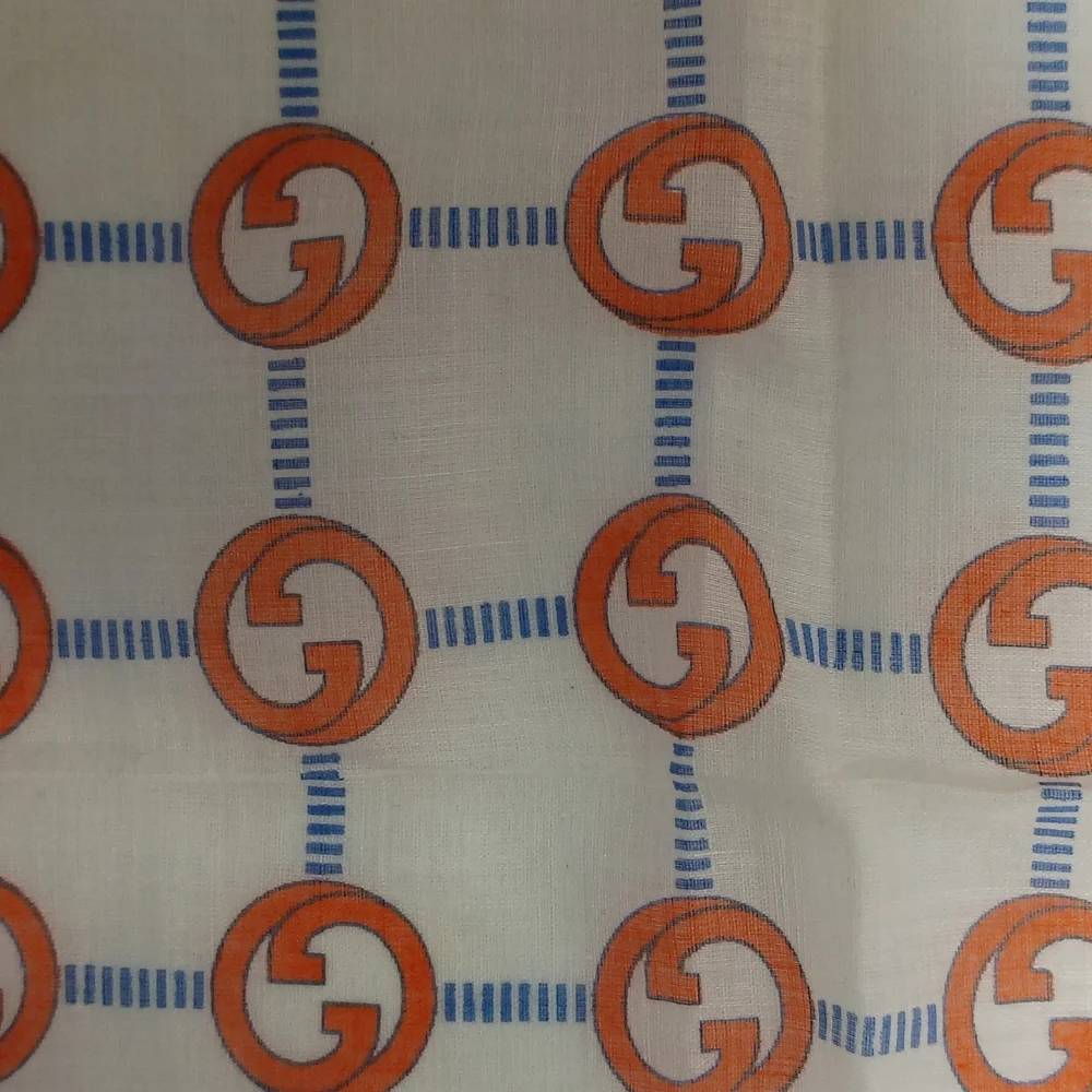❤️VINTAGE GUCCI GG LOGO ORANGE / BLUE COTTON POCKET SQUARE / BANDANA SCARF